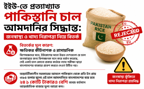 ইইউ-তে প্রত্যাখ্যাত পাকিস্তানি চাল আমদানির সিদ্ধান্ত: জনস্বাস্থ্য ও খাদ্য নিরাপত্তা নিয়ে বিতর্ক